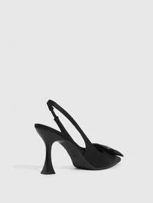 CUCCOO SZL 女士尖头高跟鞋，9厘米优雅细高跟，后跟系带，易于穿脱，大扣方形玫瑰花贴花高跟鞋，黑色性感酒杯鞋跟，百搭日常/派对/圣诞节/感恩节/情人节/约会/聚会/职业/工作/户外女鞋 - 黑色 - 查看 4