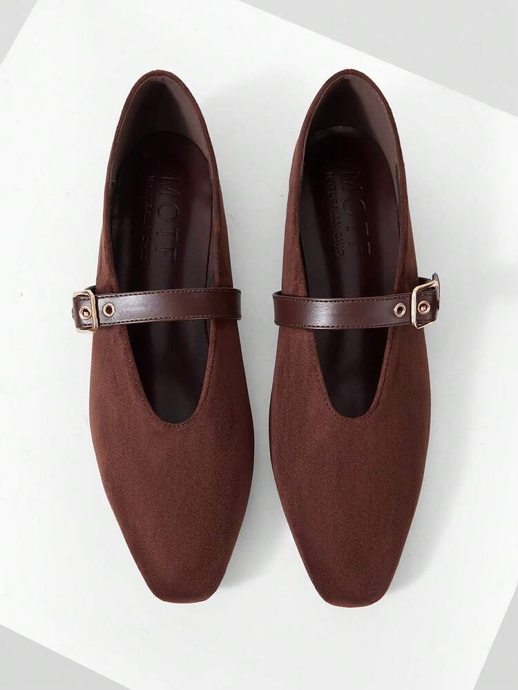 FASHIONABLE VINTAGE COMFORTABLE CASUAL LEOPARD PRINT SUEDETTE MARY JANE SQUARE TOE FLAT SHOES VALENTINE'S DAY