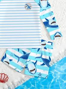 New Fashion Young Boy2 Pieces Swimsuit Set, Long Sleeve Top And Shorts, Digital Print Design - Multicolor - View 5