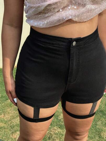Muchica 大码女式高腰休闲百搭牛仔短裤，春夏款