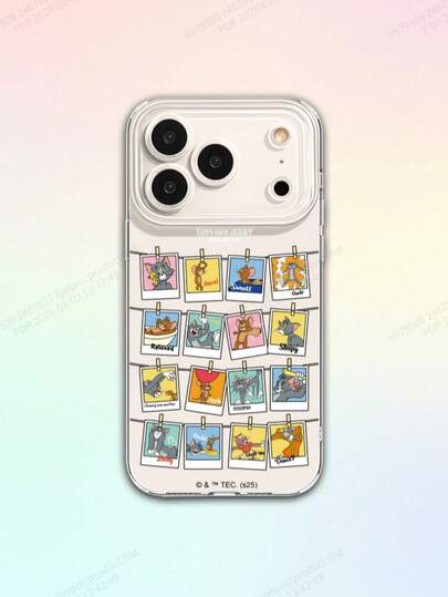 TOM & JERRY X SHEIN TOM & JERRY Transparent Minimalist Soft Shell Cartoon Series Phone Case, Compatible With IPhone 17/13/14/15/16 Pro, Original Hand-Painted Soft Shell With Anti Drop Design, Holiday Girlfriend Gift
