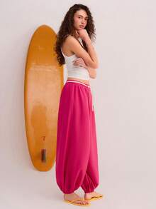 Athîral 女士休闲宽松系带灯笼裤 - 粉色 - 查看 3