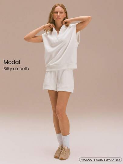 GLOWMODE SoftSerene 莫代尔 Easy Does It 柔软丝滑透气半拉链短袖卫衣 日常休闲装