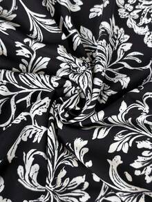 Ceyna Plus Size Women's Elegant Retro Black & White Floral Print V-Neck Maxi Dress,Summer Boho Caftan Holiday Resort Wear,Sunday Tea Party Loose Slit Hem - Black and White - View 5