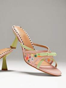 SHUZIA Women's Elegant Floral Decor Stiletto Heel Slip-On Sandals - Multicolor - View 6
