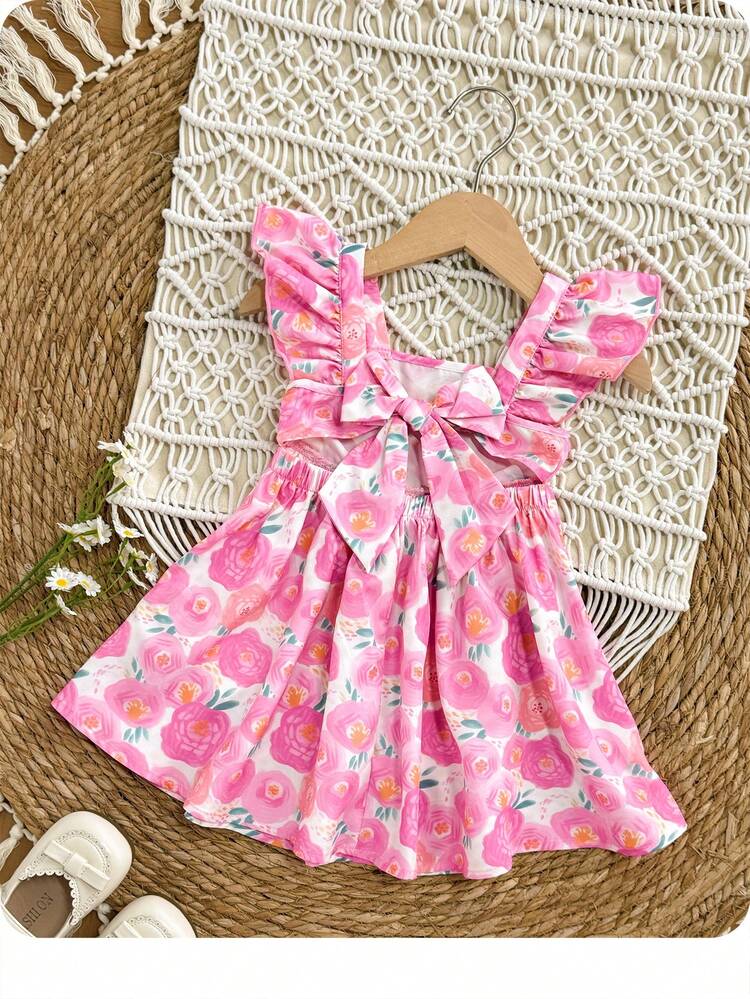 SHEIN Váy hoa màu hồng dễ thương và thanh lịch cho bé gái - Hồng - Xem 7