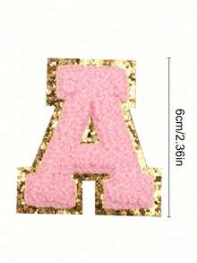 1 pieza, Parches con letras A-Z 26 en color rosa, Parche con letras para planchar, Accesorios de decoración para ropa, chaqueta, bolso, Insignias y pegatinas con alfabeto - Rosa - Ver 38