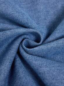 GlowEve 女士休闲花卉刺绣前扣无袖牛仔连衣裙 - 藍色 - 查看 4