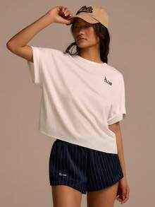 Fluxe Women's Elastic Waist Striped Loose Casual Shorts - Navy Blue - View 4