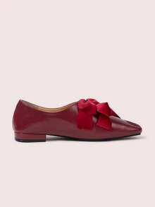 CUCCOO DOLLMOD Retro Square Toe Bow Mary Jane Shoes Women's Versatile - Red - View 8