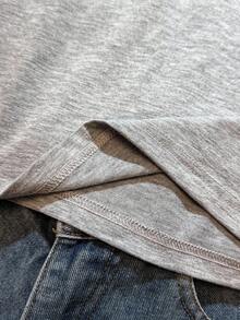 Attitoon Camiseta ajustada de mujer de manga corta con cuello redondo y manga raglán de color contrastante en estilo retro casual, adecuada para el verano - Gris Claro - Ver 6