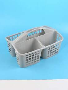 1 pieza Cesta de almacenamiento de escritorio de plástico, cesta de almacenamiento multifuncional de unicolor minimalista para el hogar - Gris - Ver 3