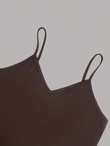 Olithes Conjunto de 2 piezas: Mono de verano sexi tipo tirantes de moda para mujer + Top corto de manga corta con estampado total ajustado - Café integral - Ver 3