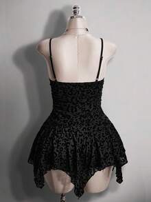 SHEIN ICON Đầm hai dây dáng xòe bất đối xứng in họa tiết da báo dành cho nữ cỡ lớn - màu đen - Xem 11