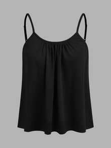 SHEIN EZwear 两件装女士褶皱宽松吊带背心，可调节肩带，波点图案，适合春夏穿着，夏季度假，宽松舒适，适合音乐节、比赛日、体育赛事等场合。 - 彩色 - 查看 5