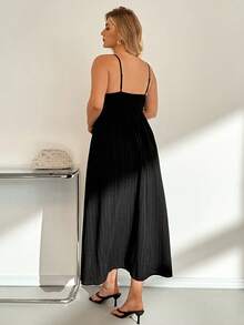 Auralis 大码女式夏季连衣裙、长裙、夏季吊带裙、黑色度假连衣裙、女士夏季服装、女士吊带裙、夏威夷风情女装 - 黑色 - 查看 2