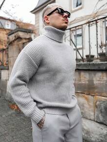 Artur Kramer 男士毛衣 Old Money 男士高领长袖上衣 - 灰色 - 查看 5