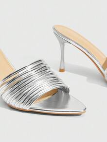 CUCCOO SZL Women's Pointed Toe Silver Daily Versatile Fashion High Heel Sandals - Silver - View 6