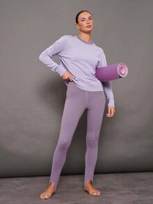 Activina Women's Casual Versatile Round Neck Long Sleeve Knit Sweater For Daily Wear - Purple - View 4