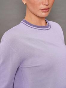 Activina Women's Casual Versatile Round Neck Long Sleeve Knit Sweater For Daily Wear - Purple - View 8