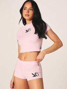 Missguided x Playboy Women Shorts - Pink - View 4