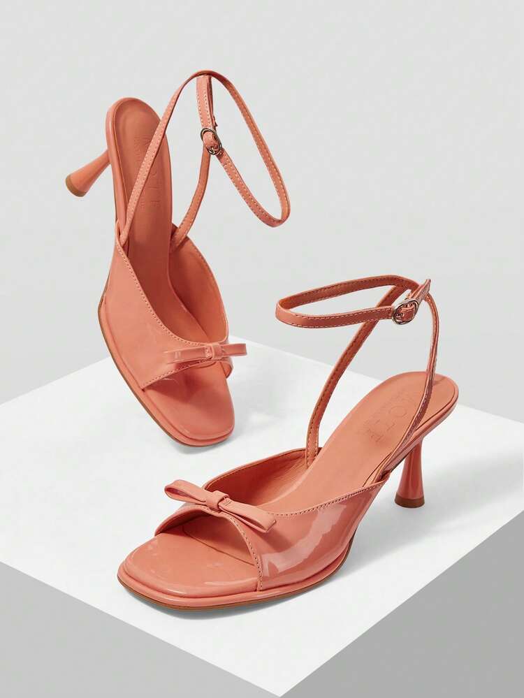 ELEGANT BOW-TIED WOMEN'S HIGH HEEL SANDALS, DELICATE BOW DESIGN, COMFORTABLE WIDE TOE BOX, SLIM HEEL MID HEEL, COMFORTABLE FOR DATING, ANGORA RED SPRING SHOES
