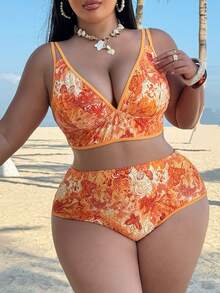 Swim SXY Plus Size Paisley Print Swimwear Set - Multicolor - View 2