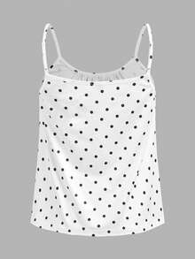 SHEIN EZwear 两件装女士褶皱宽松吊带背心，可调节肩带，波点图案，适合春夏穿着，夏季度假，宽松舒适，适合音乐节、比赛日、体育赛事等场合。 - 彩色 - 查看 4