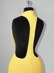 SHEIN ICON Vestido mini casual y sexy de unicolor sin espalda - Amarillo - Ver 8