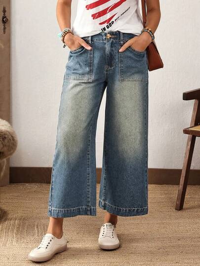 EMERY ROSE Jeans rectos y holgados de talla grande con bolsillos, de moda y versátiles