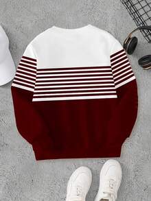 Tween-Jungen Lässiger, stylischer Pullover mit minimalistischem Streifenmuster, bequem und warm für Herbst/Winter - Verschiedenfarbig - Übersicht 2