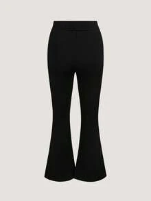 Olithes Solid Flare Leg Pants Fall Cloth For Women - Black - View 1