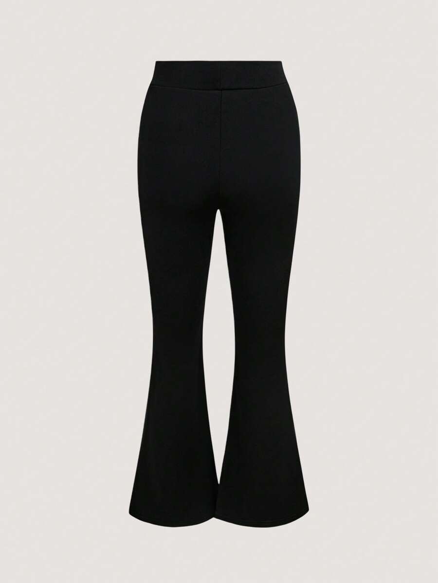 Olithes Solid Flare Leg Pants Fall Cloth For Women - Black - View 1