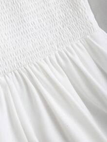 Sweetra New Spring/Summer Women's Dress With Design Elements, Retro Chic Vibe, Fitted Silhouette, Elegant Academic Style, Versatile & Comfortable, White Color - White - View 3