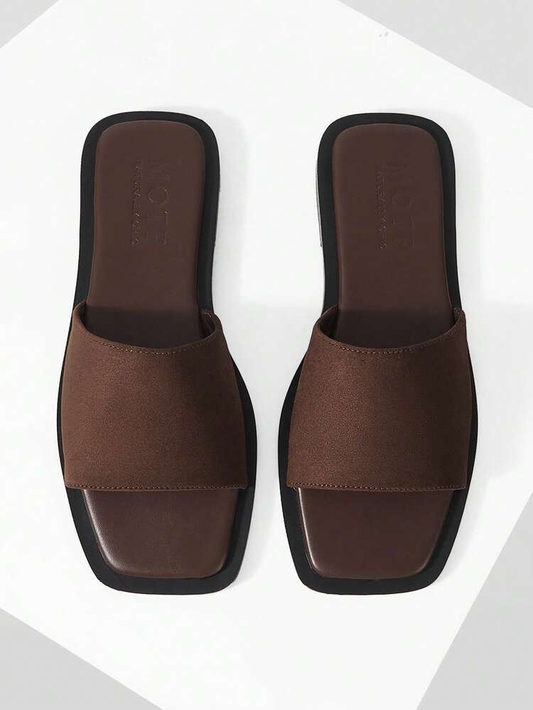 WOMEN SHOES SUMMER EXPLOSION RETRO FASHION BROWN SUEDE SEXY SQUARE TOE OPEN TOE FLAT BOTTOM SLIPPERS SIMPLE ATMOSPHERE VERSATILE CASUAL COMFORTABLE LIGHT PEDAL HIGH SENSE BEACH SANDALS