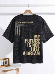 SHEIN 青少年男童字母印花做旧圆领短袖黑色T恤，SS26，夏季上衣，Y2K T恤，夏季套装，夏季服装，男童套装 - 彩色 - 查看 4