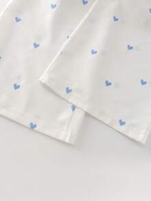 GlowEve Women's Heart Print Drawstring Waist Long Pants - Random Floral Pattern - White - View 4