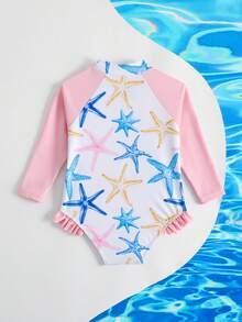 Áo tắm liền thân dài tay có khóa kéo in hình cây cọ trên đảo cho bé gái, áo tắm chống nắng tay raglan bèo nhún dễ thương cho bé gái, áo tắm dài tay cho bé gái, áo tắm chống phát ban cho bé gái, áo tắm chống phát ban cho bé gái, áo tắm cho bé gái 2 tuổi, áo tắm dài tay cho bé gái 12 tháng, đồ bơi dài tay cho bé, quần áo trẻ em đi biển. - Nhiều màu - Xem 2