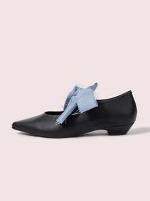 CUCCOO DOLLMOD Sepatu Flat Kasual Serbaguna Ujung Lancip Wanita Sepatu Musim Semi - Hitam - View 7
