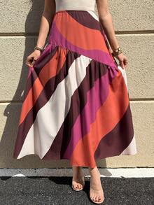 Solivie 女士度假休闲撞色印花半身裙 - 彩色 - 查看 5