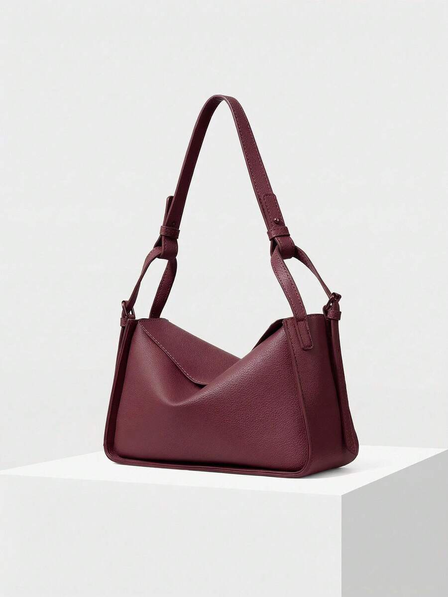 MOTF PREMIUM WOMEN'S SHOULDER BAG, EXQUISITE AND MINIMALIST COMMUTER HANDBAG - Burgundy - View 2