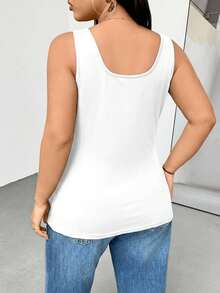SHEIN Essnce Áo tank top dài màu đen dáng ôm, co giãn tốt, thoải mái, cơ bản, đa năng cho nữ, mùa xuân và hè, thích hợp mặc hàng ngày, trang phục mùa hè cho nữ, áo ôm dáng, áo đi chơi, phong cách mùa hè châu Âu, phong cách tối giản. - Nhiều màu - Xem 11