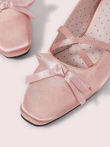 CUCCOO DOLLMOD Pink Vintage Square Toe Multi-Bow Fashion Ladies Medium Heel Low Heel Mary Jane Spring Shoes Fall Shoes - Coral Pink - View 9