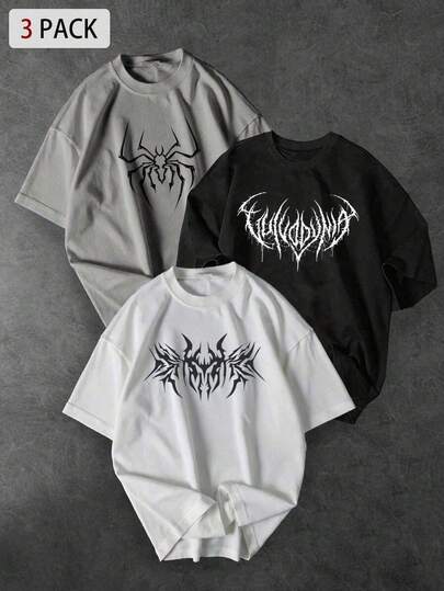 Sport MetroGents 男士哥特印花宽松短袖运动T恤