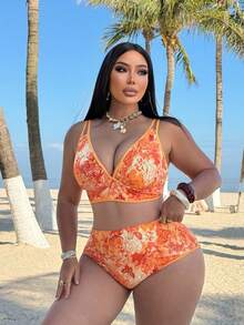 Swim SXY Plus Size Paisley Print Swimwear Set - Multicolor - View 5