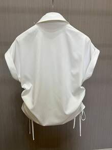 Resyla 女士抽绳小狗刺绣短款上衣 - 白色 - 查看 2