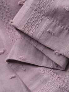 Dazy Plus Casual Textured Fabric Contrast Lace Elegant Long Sleeve Top And Loose Straight Leg Pajama Pants Set, Spring/Autumn - Purple - View 3