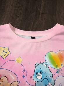 SHEIN X Care Bears Women's Round Neck Short Sleeve Casual Versatile T-Shirt, - White - View 5