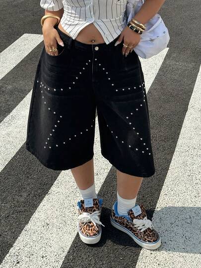 Muchica 大码女式春夏牛仔七分裤