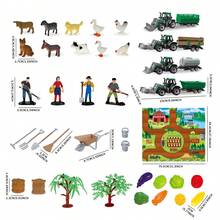 MINKOJA DIY迷你场景搭建玩具套装——农场主题套装，包含可搭建的房屋、农用车辆、逼真的动物、人偶和农具。非常适合男孩女孩组装和玩耍。是理想的生日或节日礼物。 - 彩色 - 查看 9